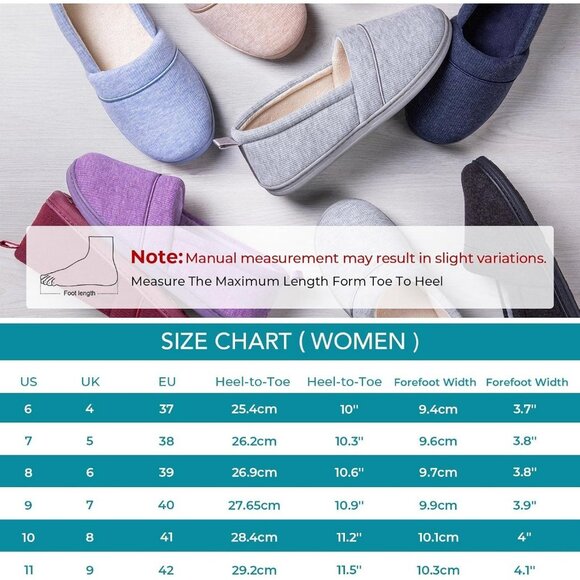 Women's Lightweight Light Blue Loafer Memory Foam Non Slip Slippers Boot Shoes - Picture 6 of 7